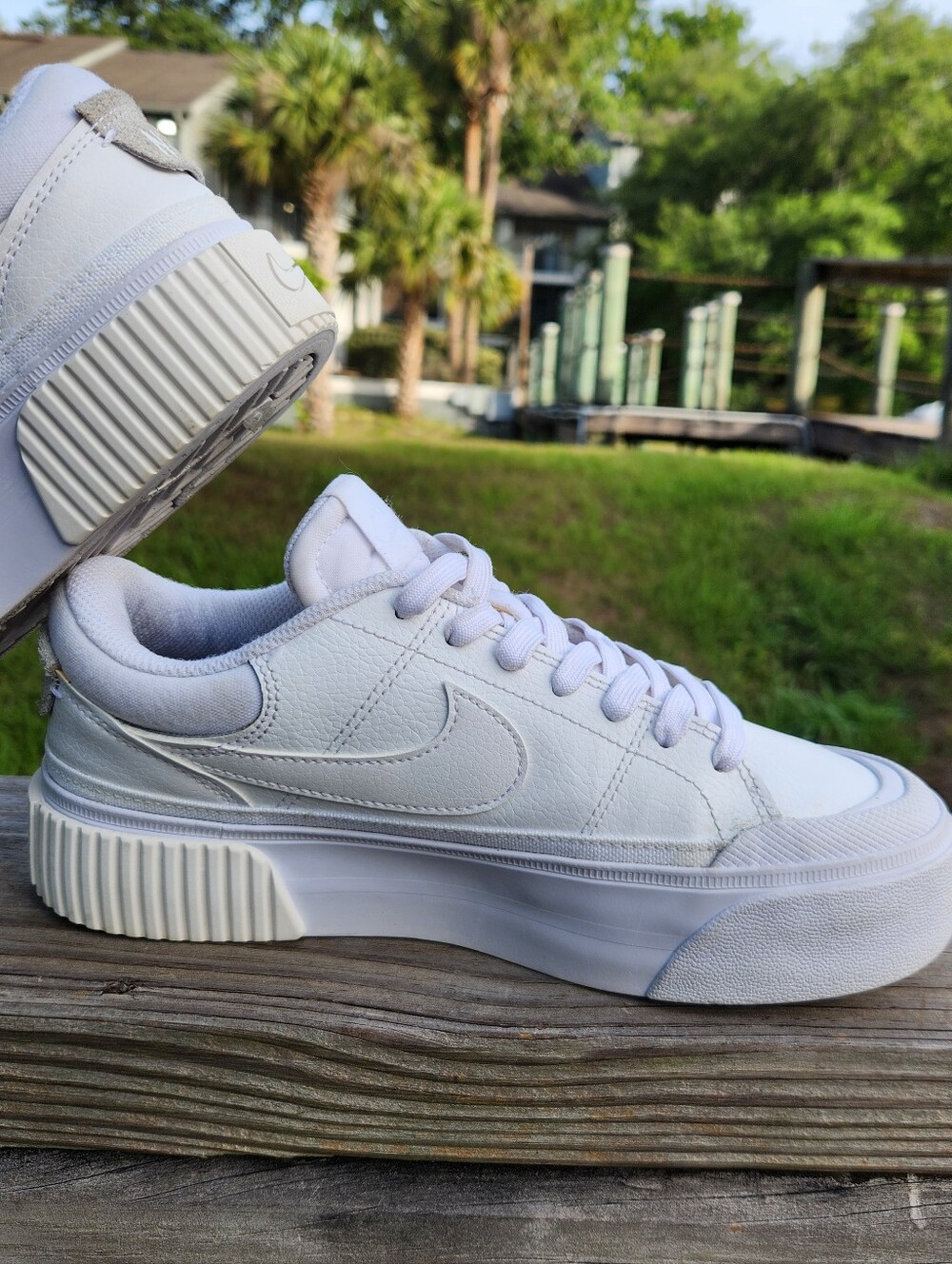 Nike Women's Court Legacy Platform White Rhinestones Customized Sneakers Size 6 - Picture 6 of 16